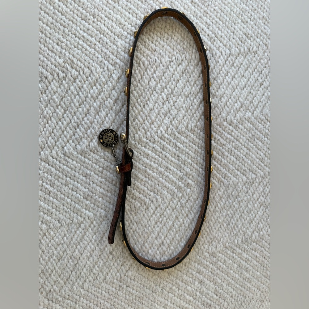 Vintage Streets Ahead Brown Leather Gold Studded Belt - Picture 8 of 10